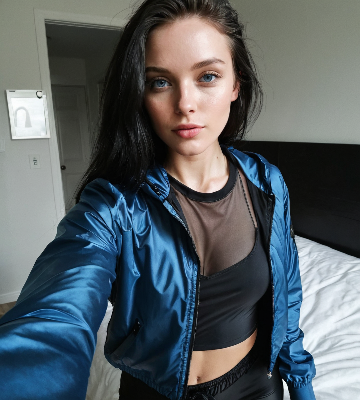 AI baby blue jacket mesh shirt