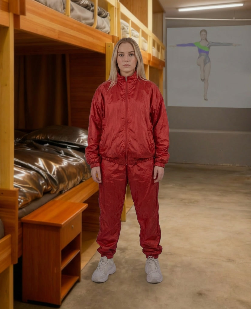 AI from DeviantArt. Shiny nylon bootcamp