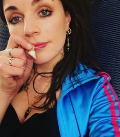 Aisling Bea blue adidas firebird