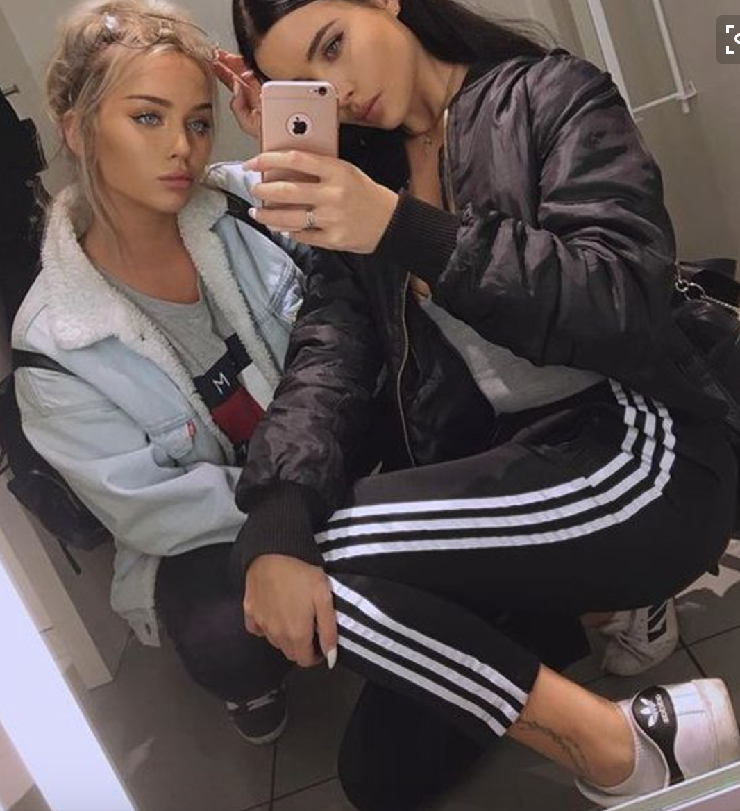 Babe in adidas pants