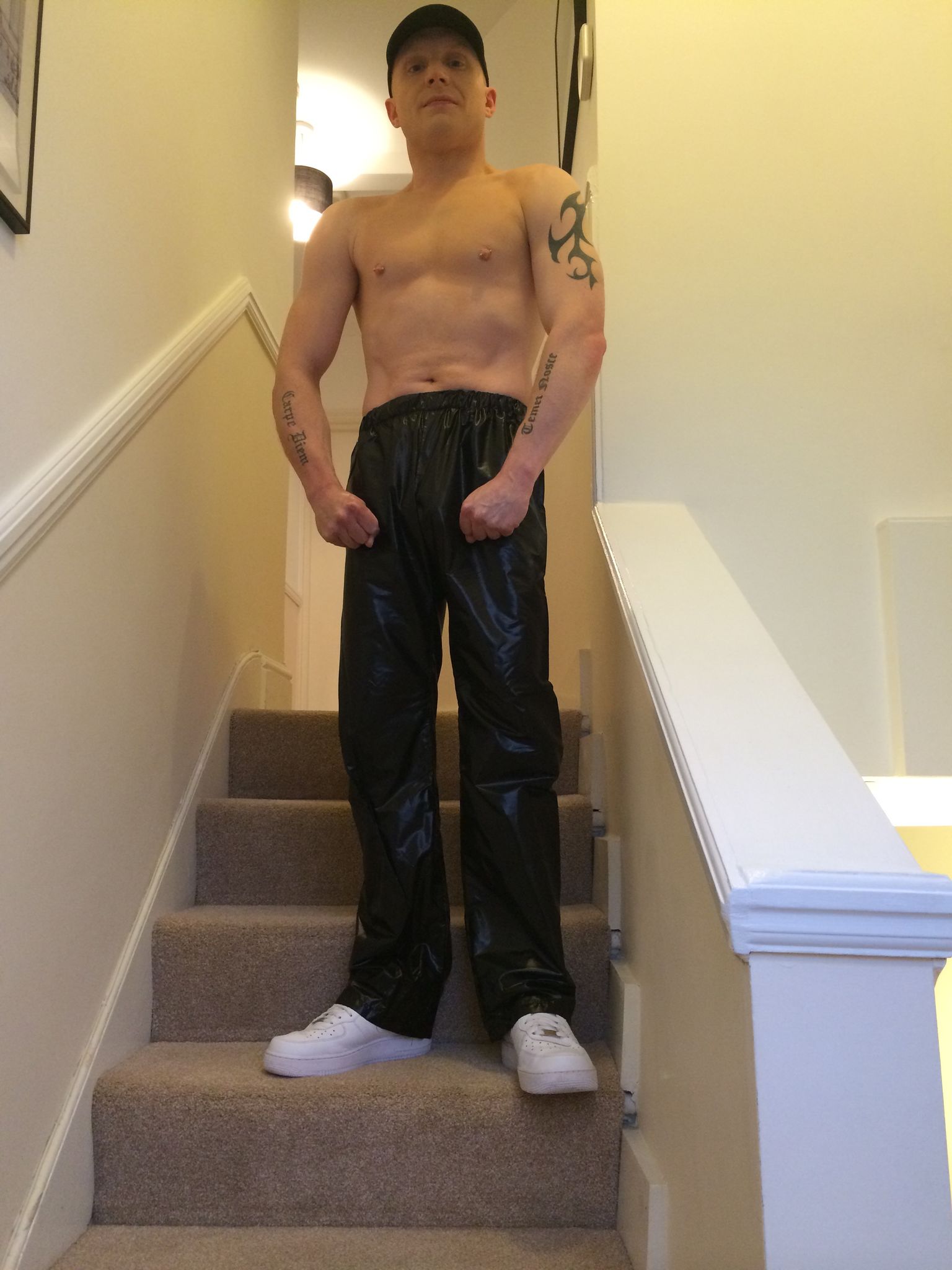 Black Starray Nylon Trackies