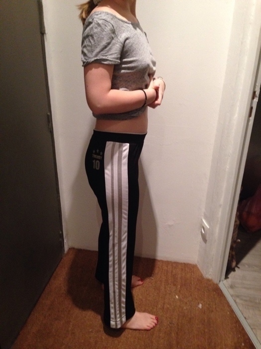 Black trackpants with stripe