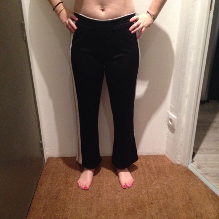 Black trackpants with stripe