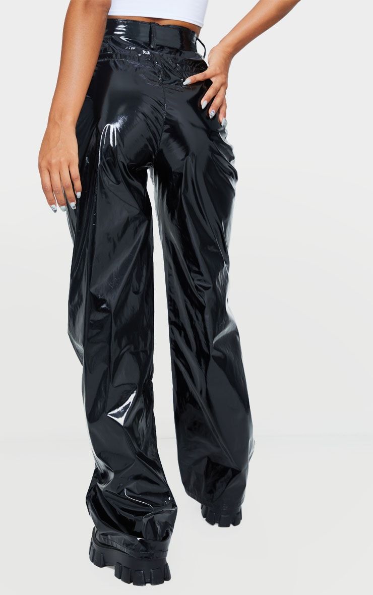 Black Vinyl Belted Wide Leg Trousers.jpg