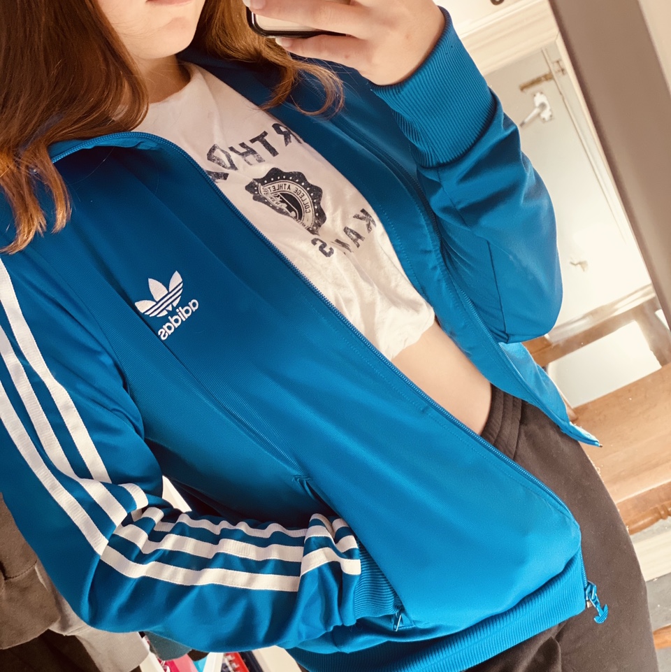 blue adidas firebird