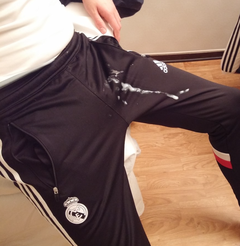 Cumshot on adidas pants