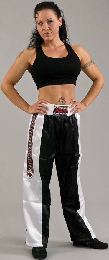Fighter Satin PantsBlack.White
