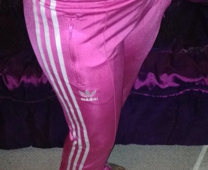 Girl in Adidas pink pants