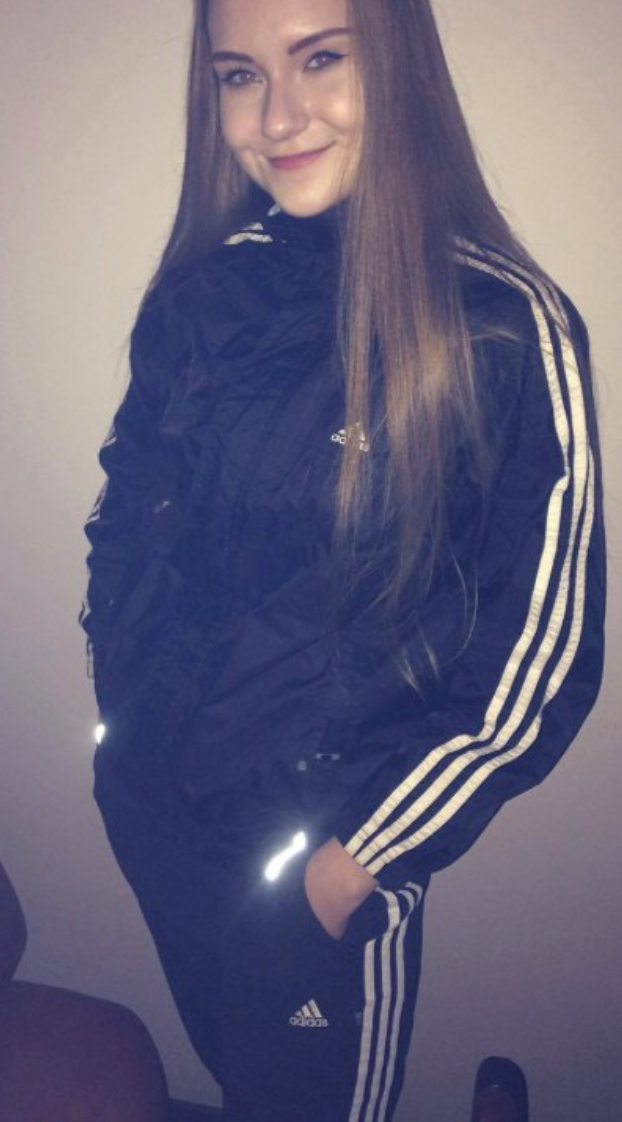 Girl in nylon Adidas