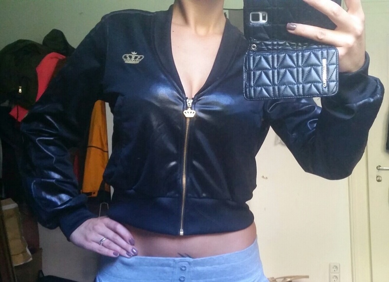 Girl with adidas RESPECT ME shiny jacket