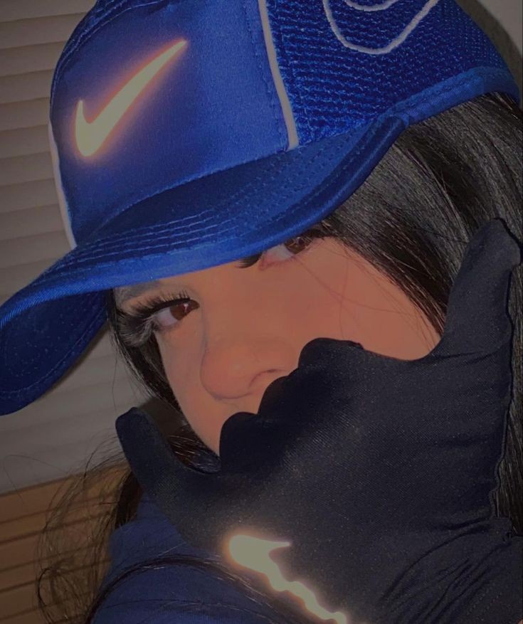 Hot girl in shiny nike gloves