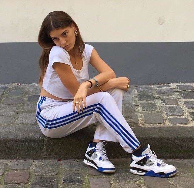 Hot girl in white adidas outfit