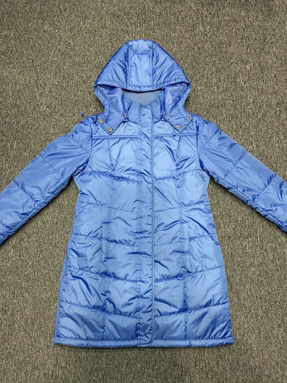 Light blue hooded nylon coat | Shiny Sports