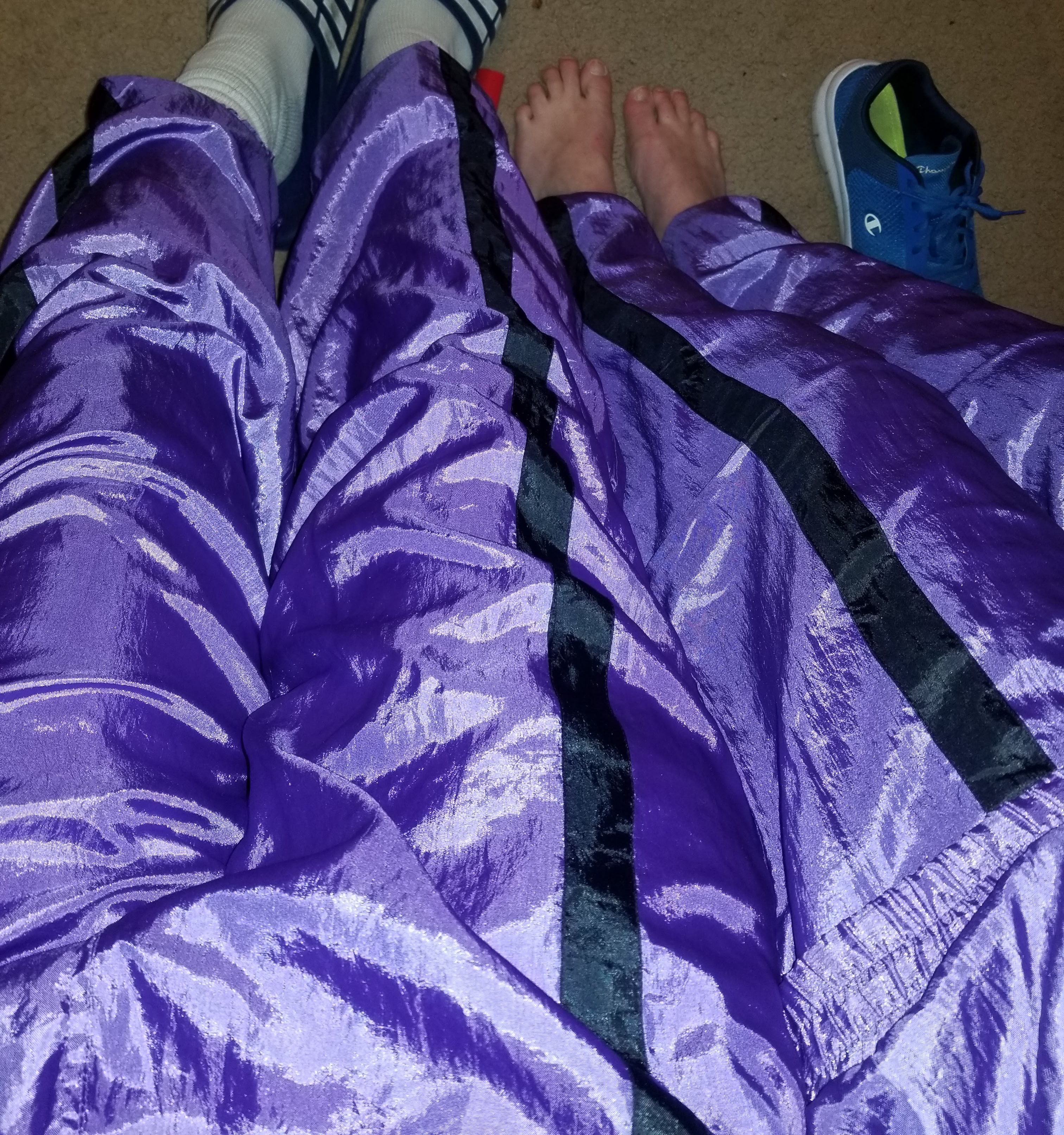 Me and a friend in matching shiny shellsuits