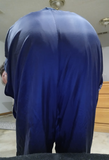 Me bending over in my Dark Blue Adidas Nylon Pants (with my big nylon bottom)