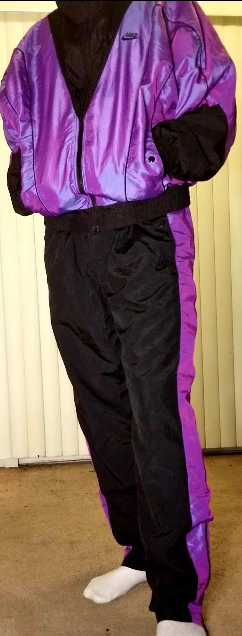 Me in iridescent nike shellsuit