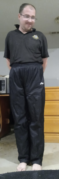 Me in my Medium Black Asics Nylon Pants 2