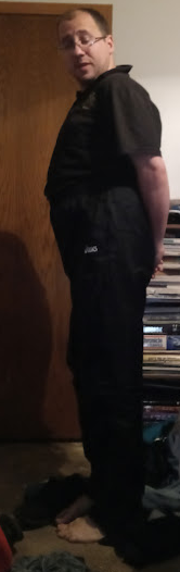 Me in my Medium Black Asics Nylon Pants 3