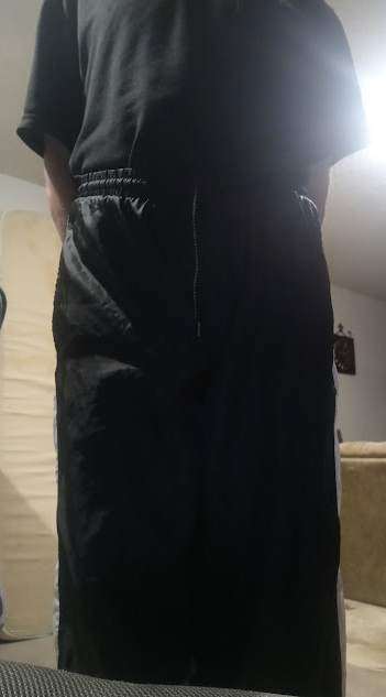 Me wearing my Large Black GTM Sportswear Polyester Pants (w/both hands behind my back) (front) 1