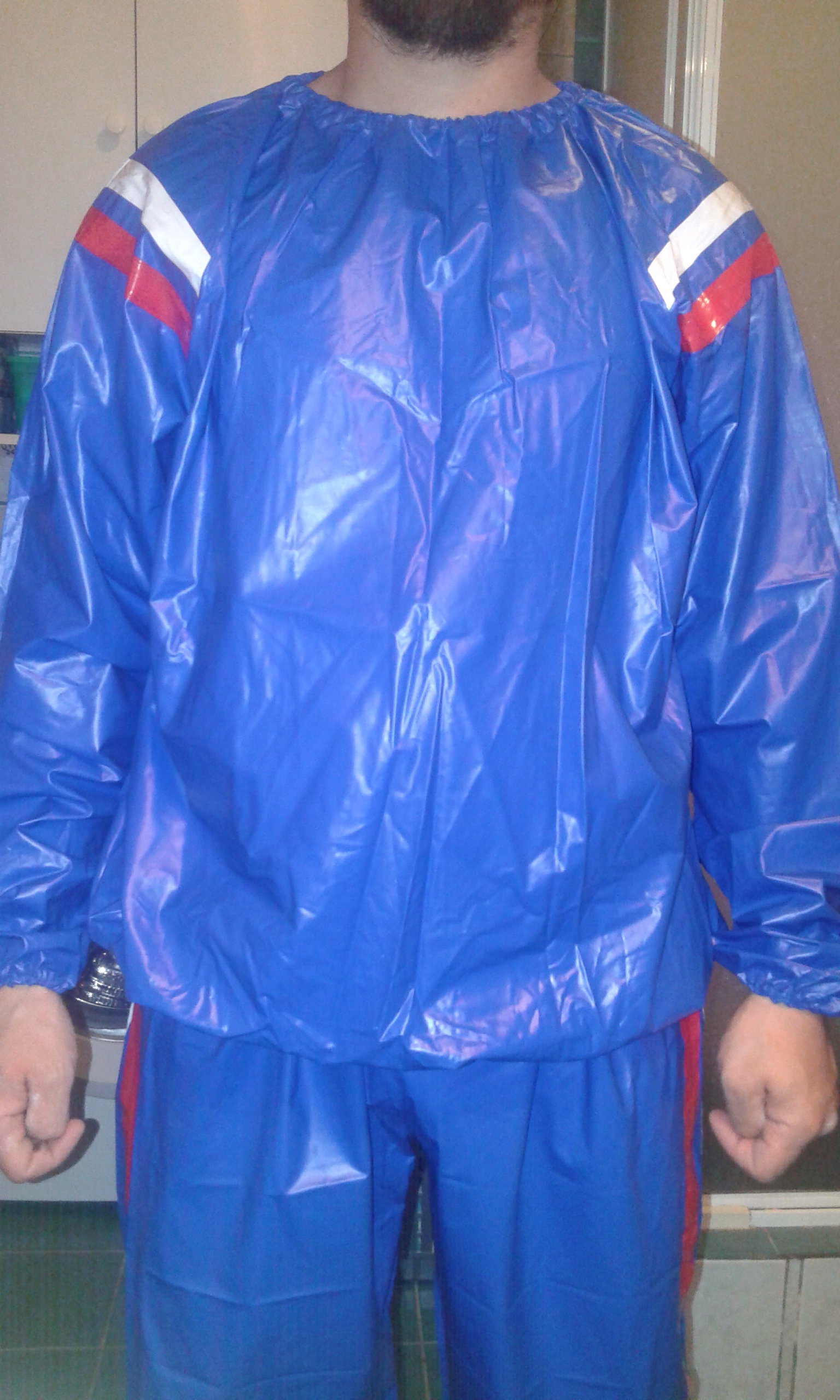 my blue sauna suit