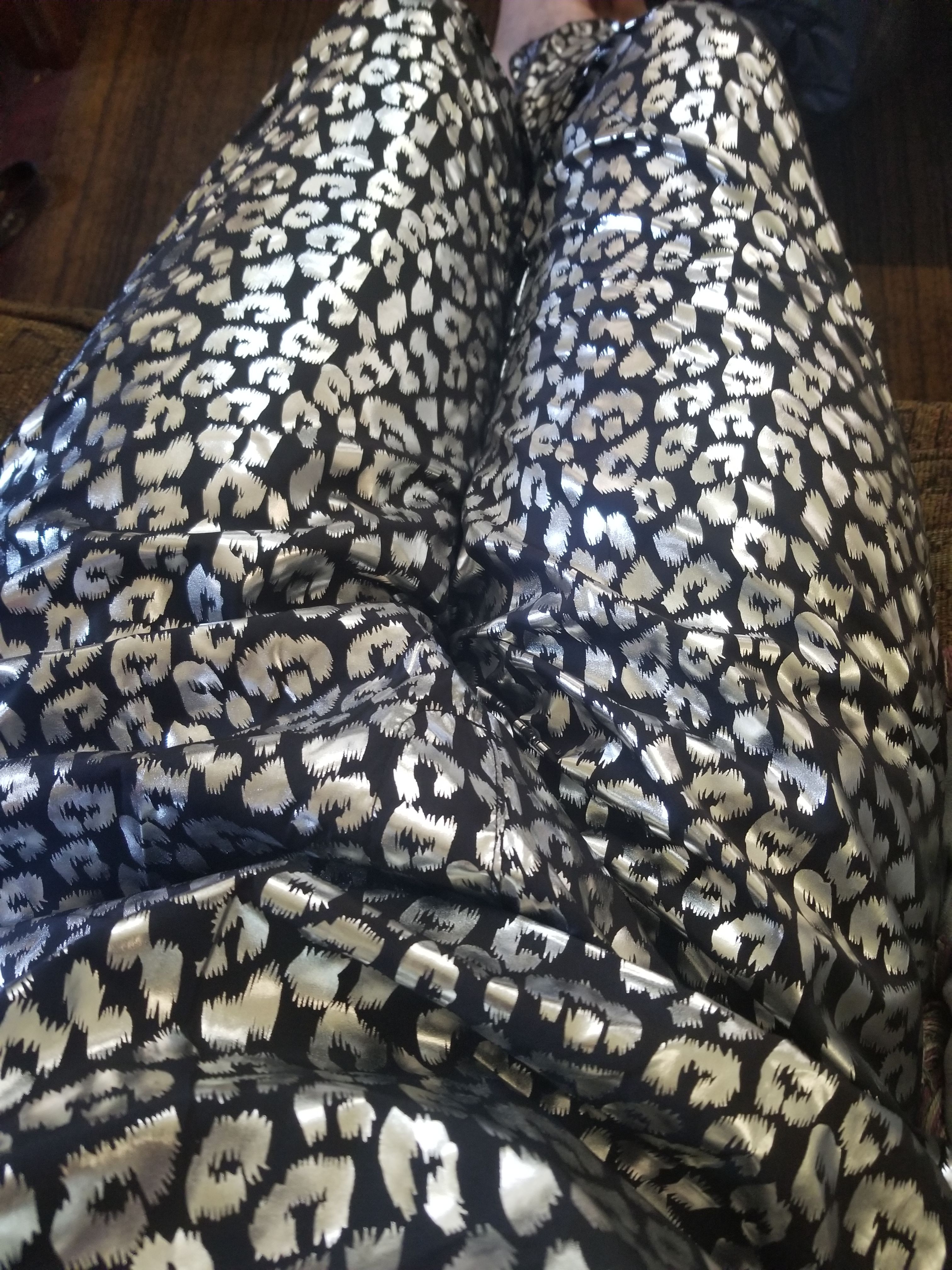 My new chrome Leopard print nylon suit