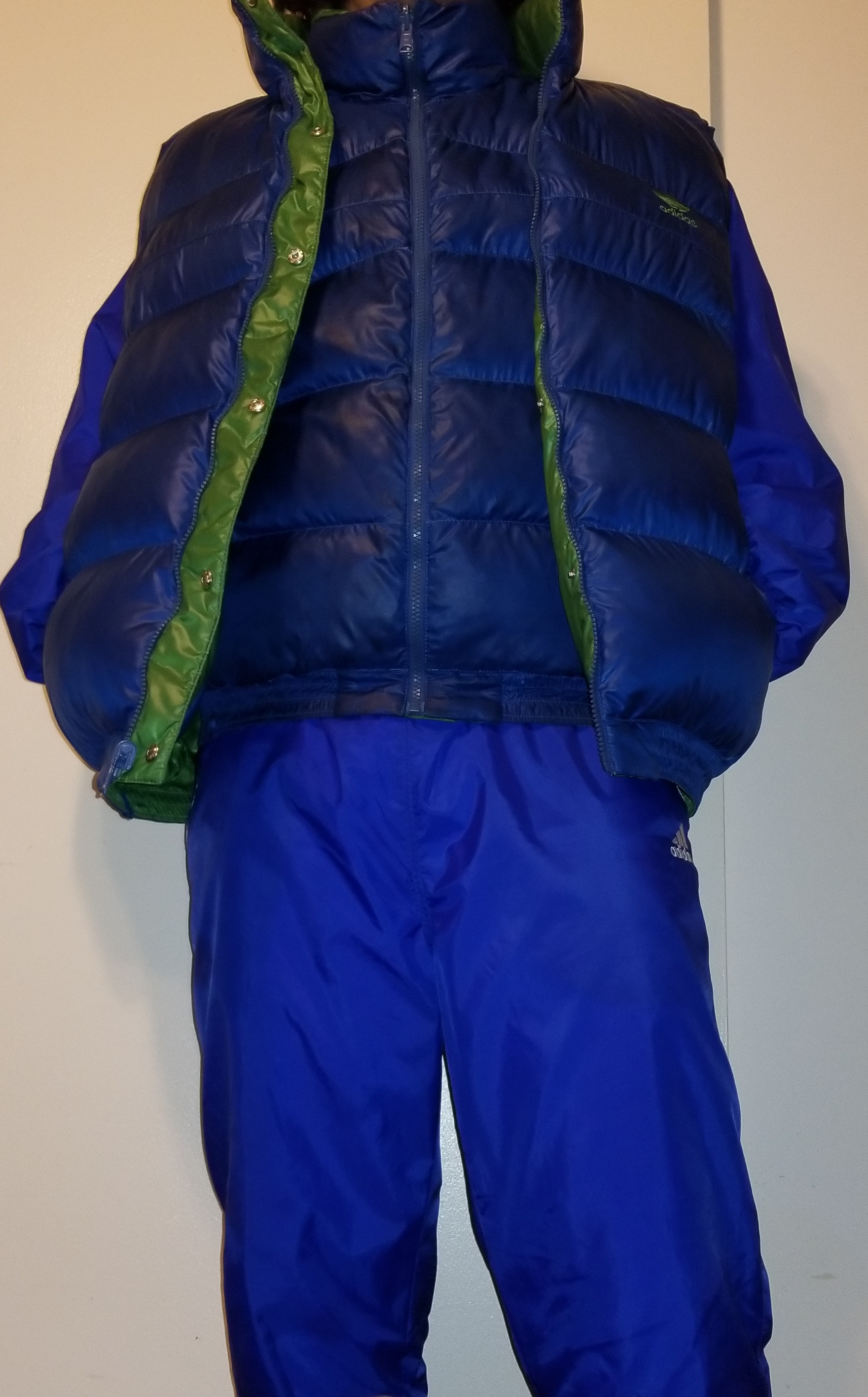 My puffy Adidas suit with two puffer Adidas vest