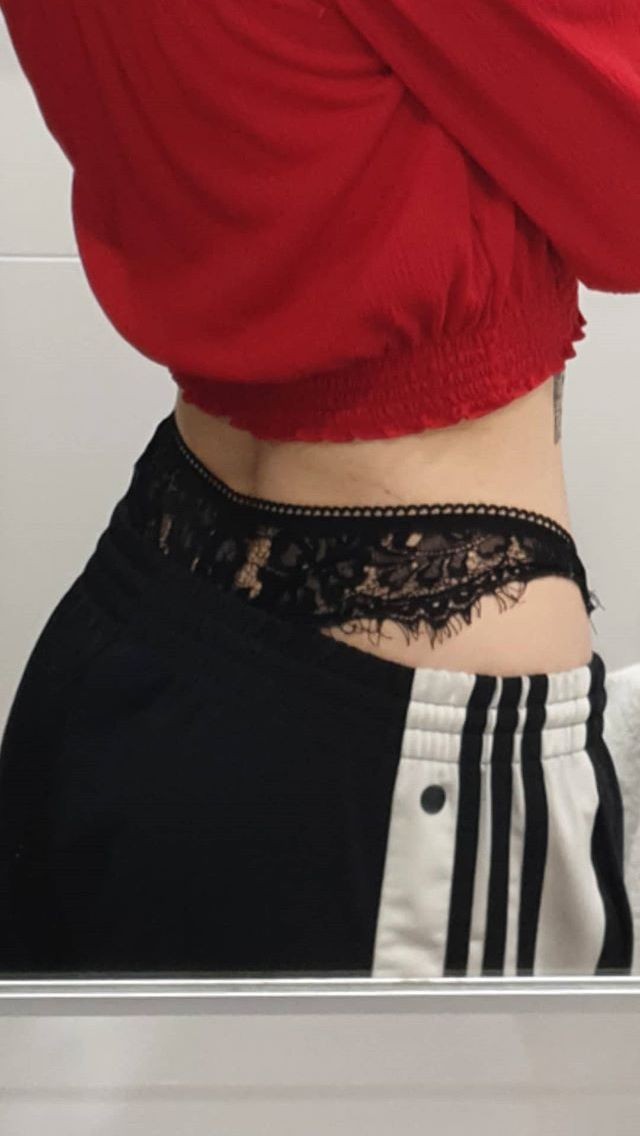 Nasty girl teasing in adibreak pants