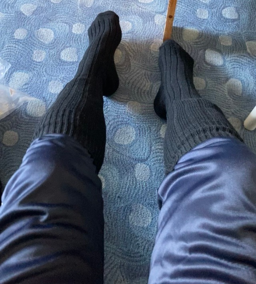 Navy Blue Silky Polyester Pants