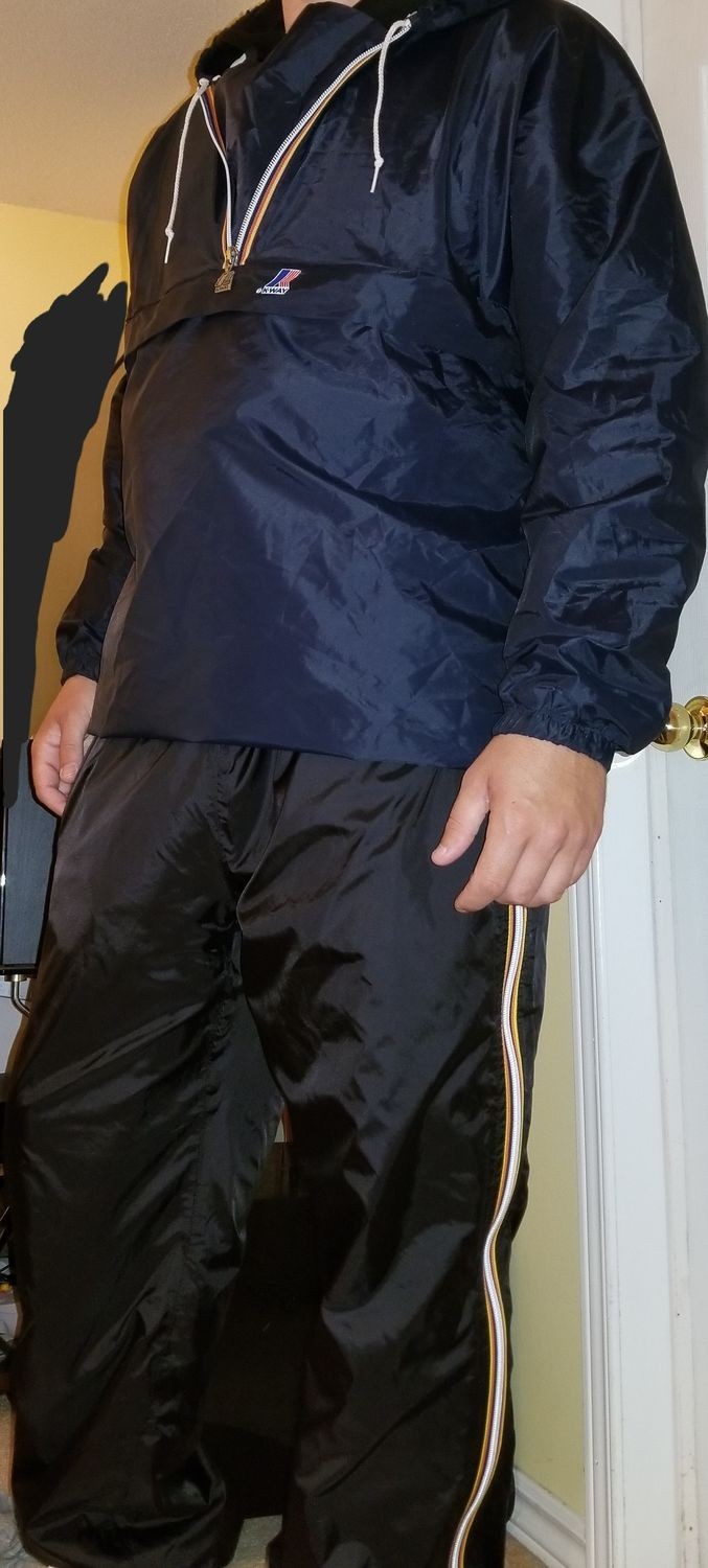 Navy Half-Zip & Black Windpants 2