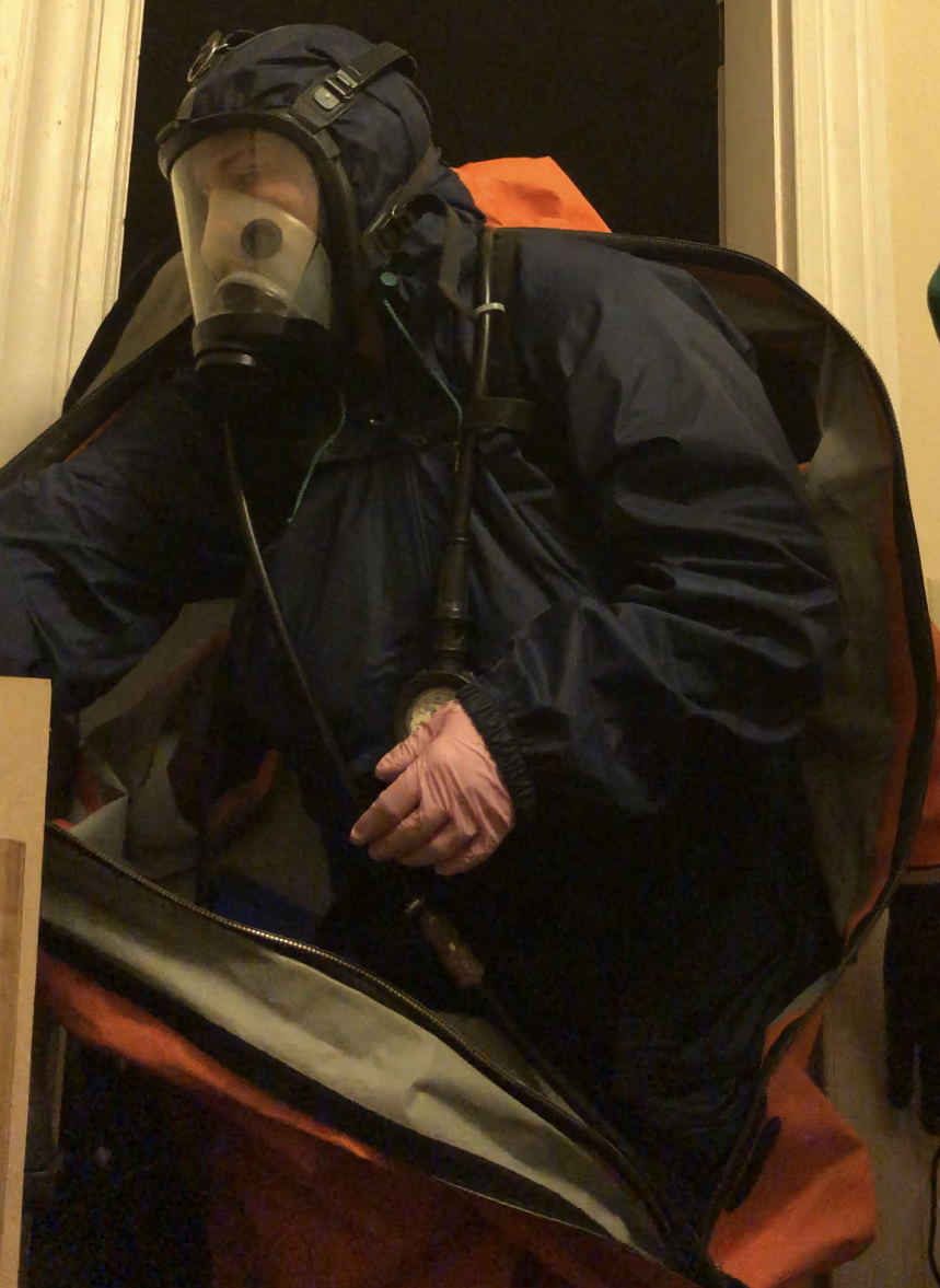 Nylon rainsuit under my hazmat suit