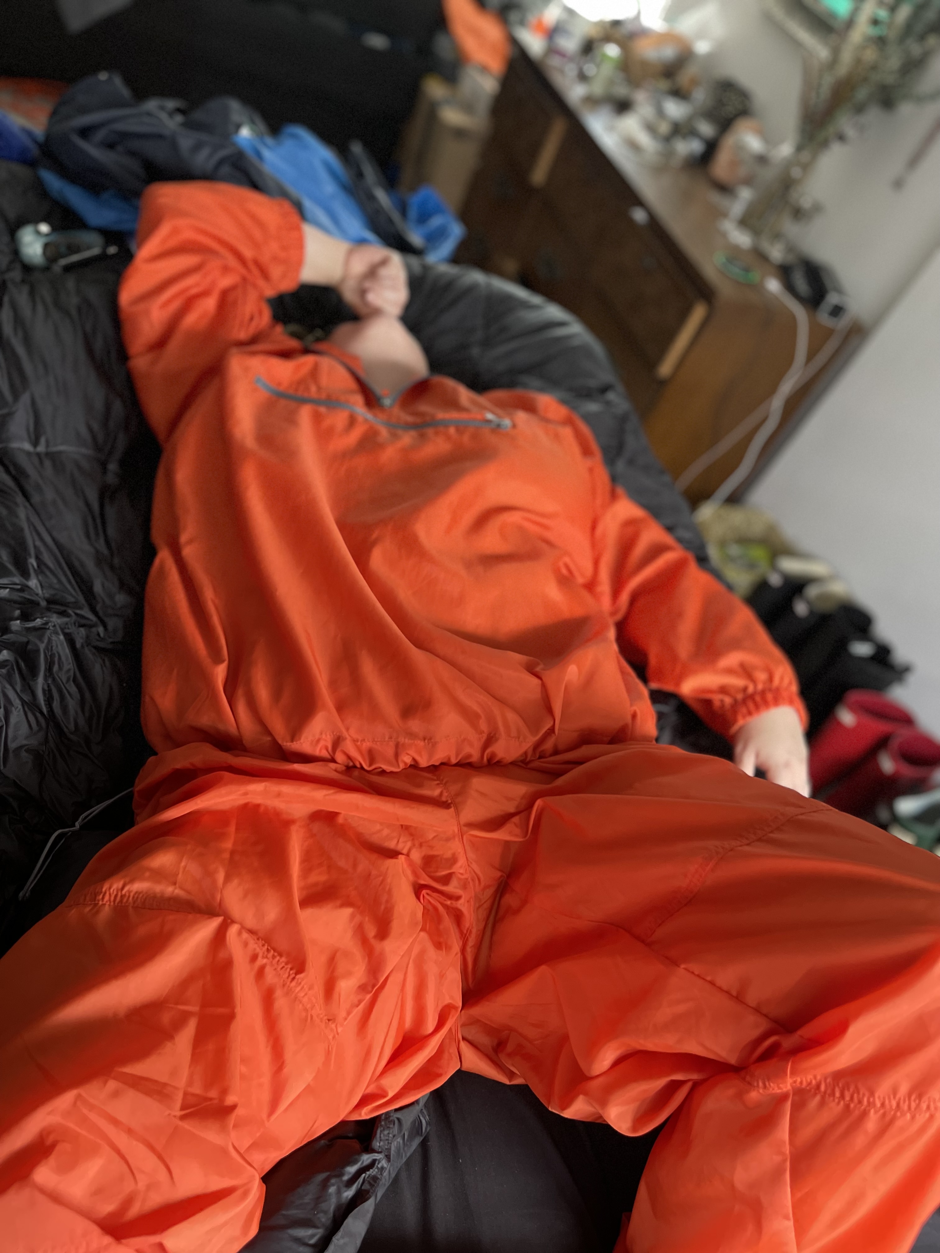 Orange Nylon windsuit