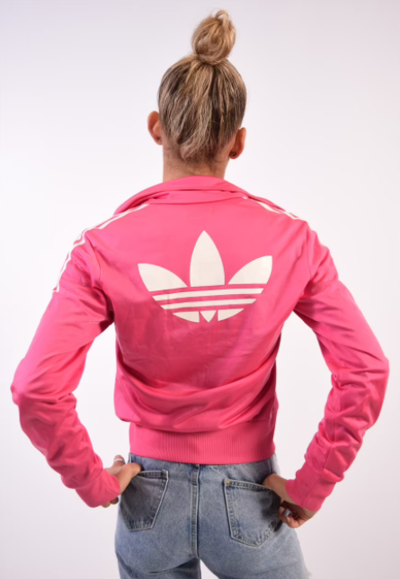 Pink adidas firebird jacket - small logo back