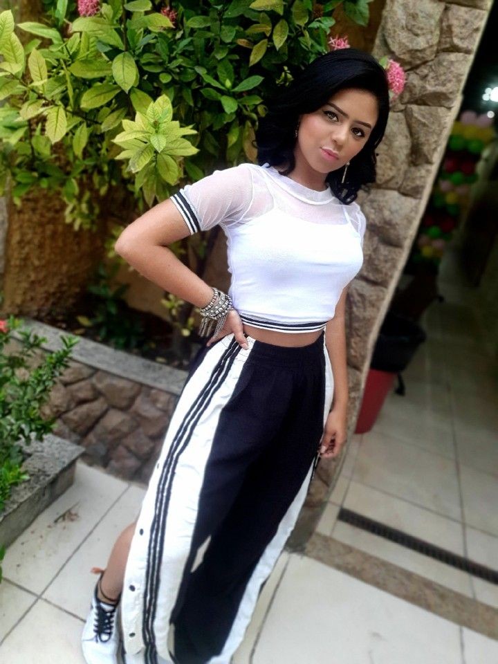 Sexy girl parading in her adibreak pants