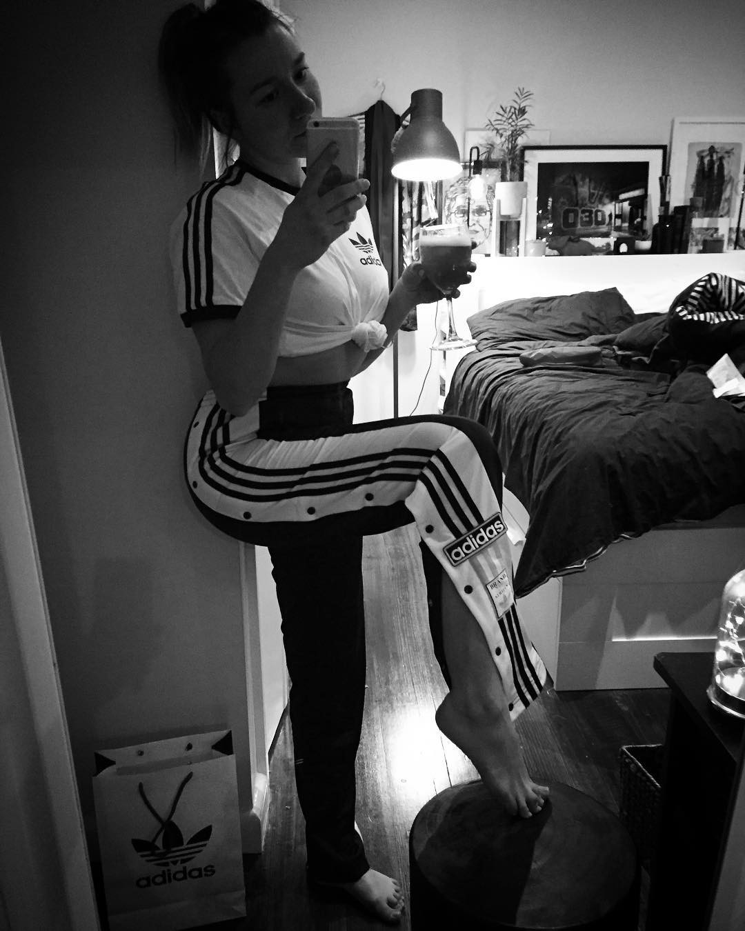 Sexy girl teasing with her adibreak pants