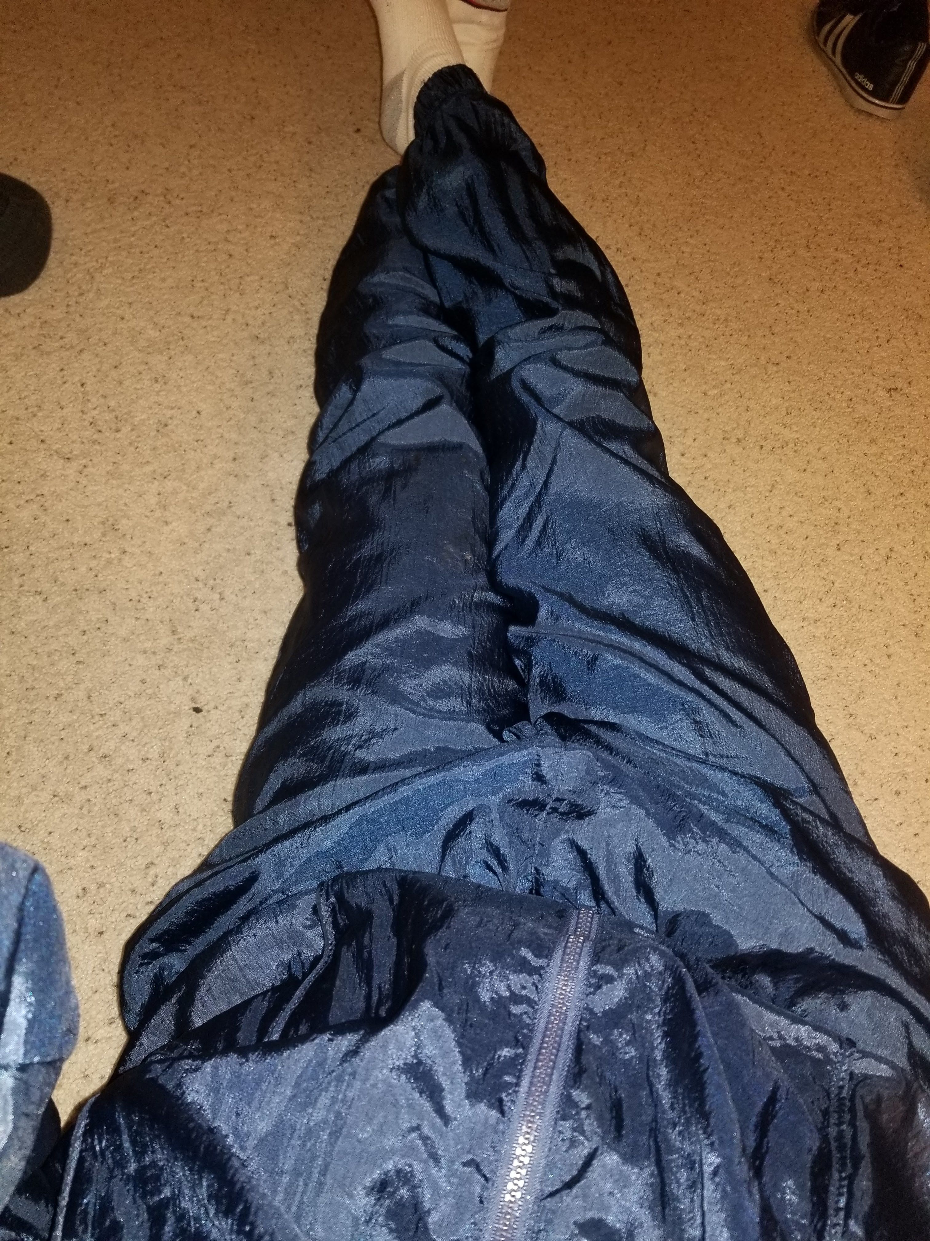 Shiny blue shellsuit