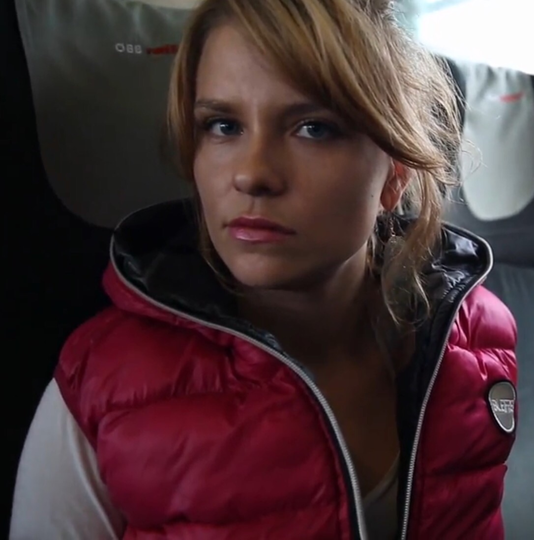 Shiny Down Vest on cute girl