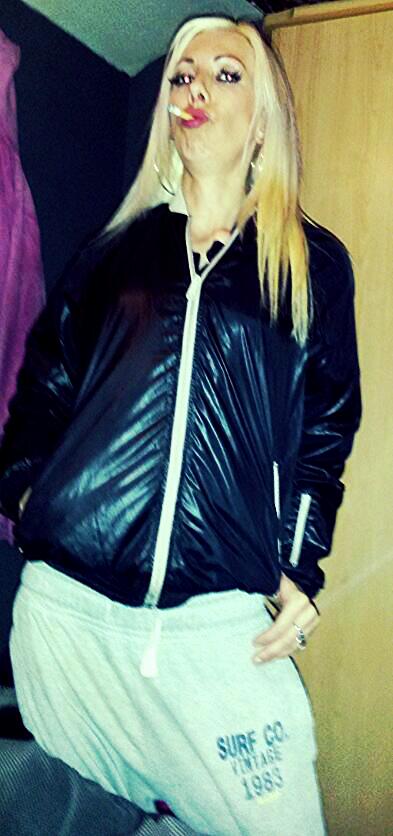 smoking wife and shiny jacket ready for sex