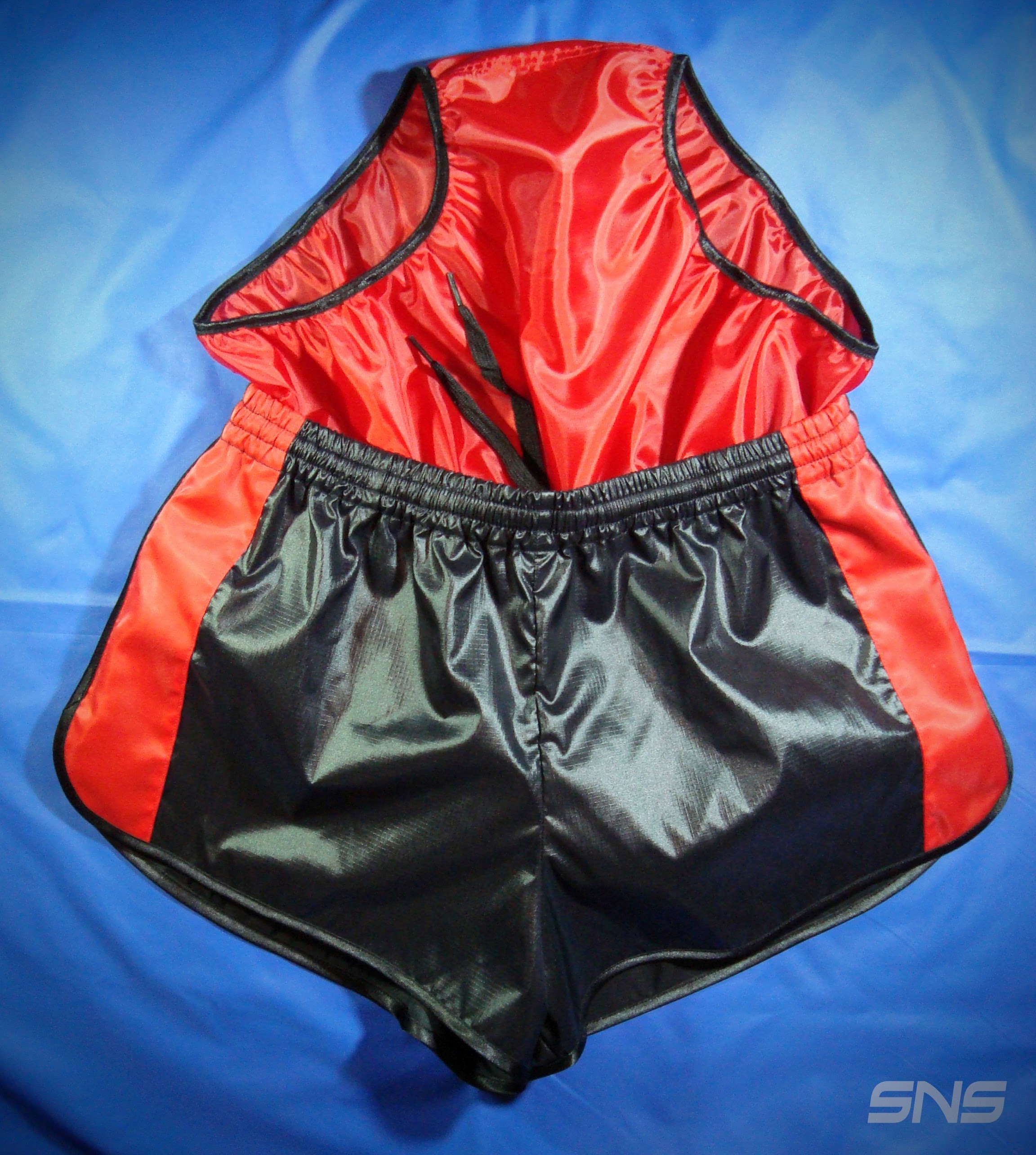 SNS Black Red Nylon Shorts