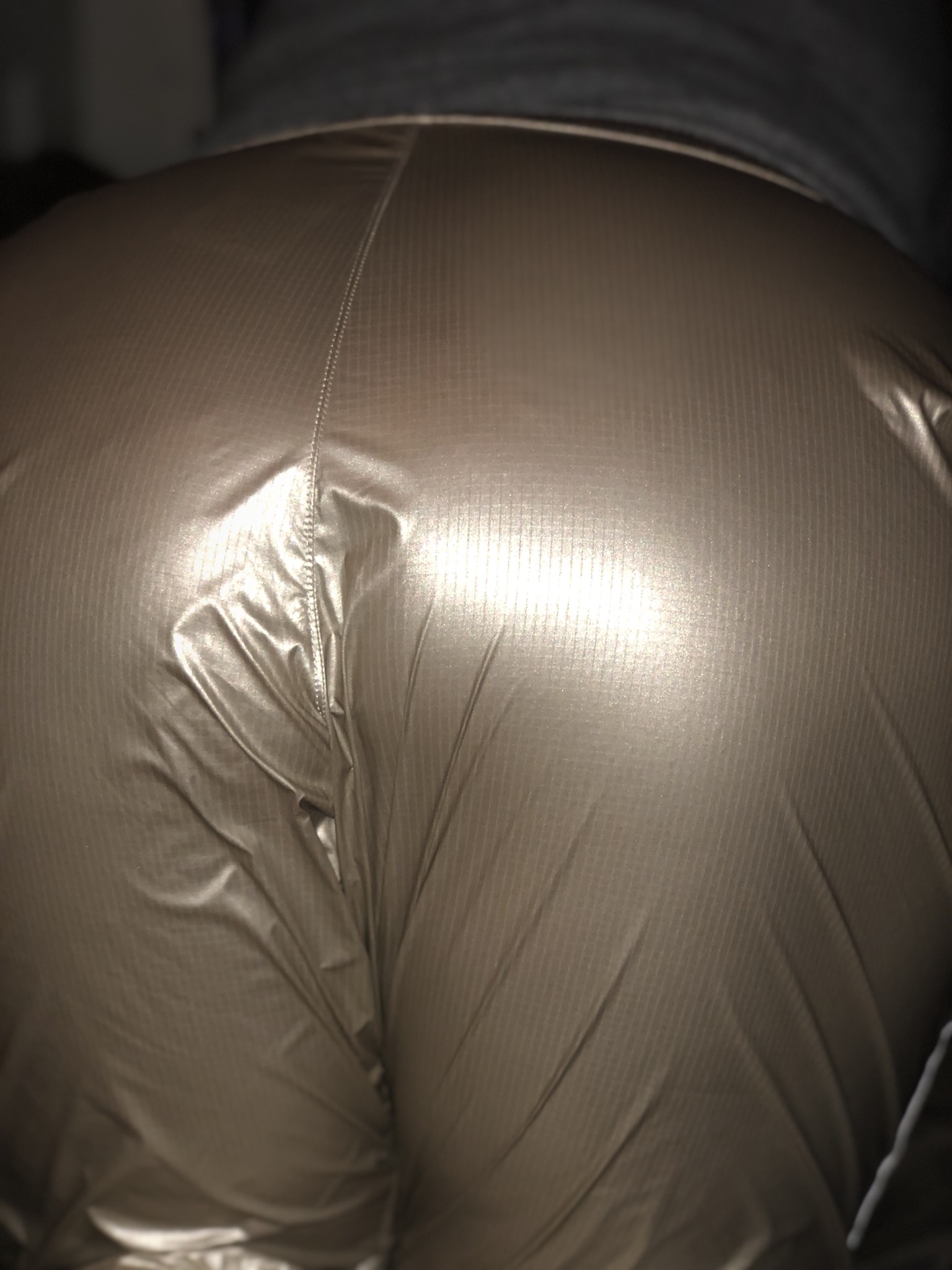 Under Armour wind pants on my bum