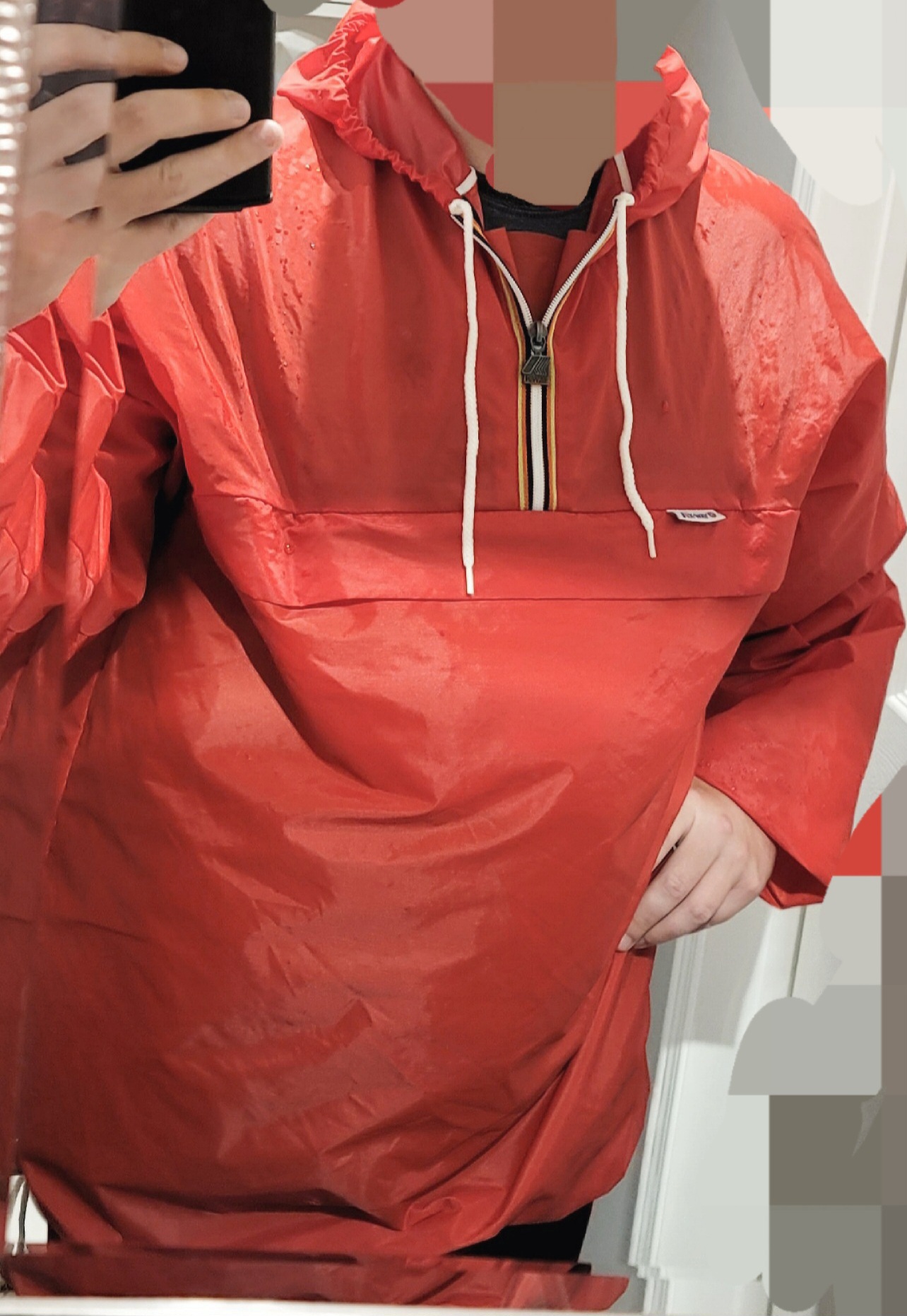 Vintage Red K-Way Pullover Windbreaker/Rain Jacket