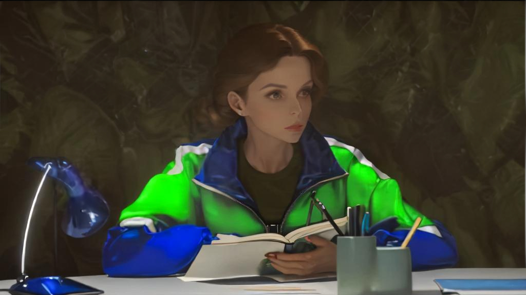 Woman in shiny nylon shellsuit in bootcamp